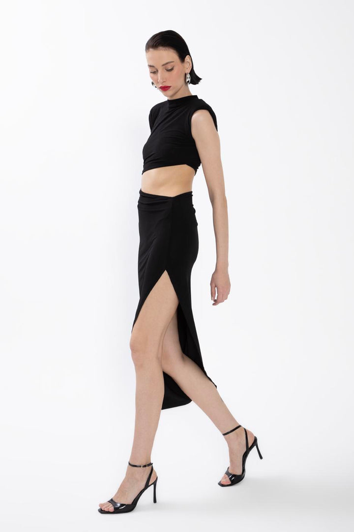 BSL Women Deep Slit Waist Low-Rise Midi Dress - Thunder Bay