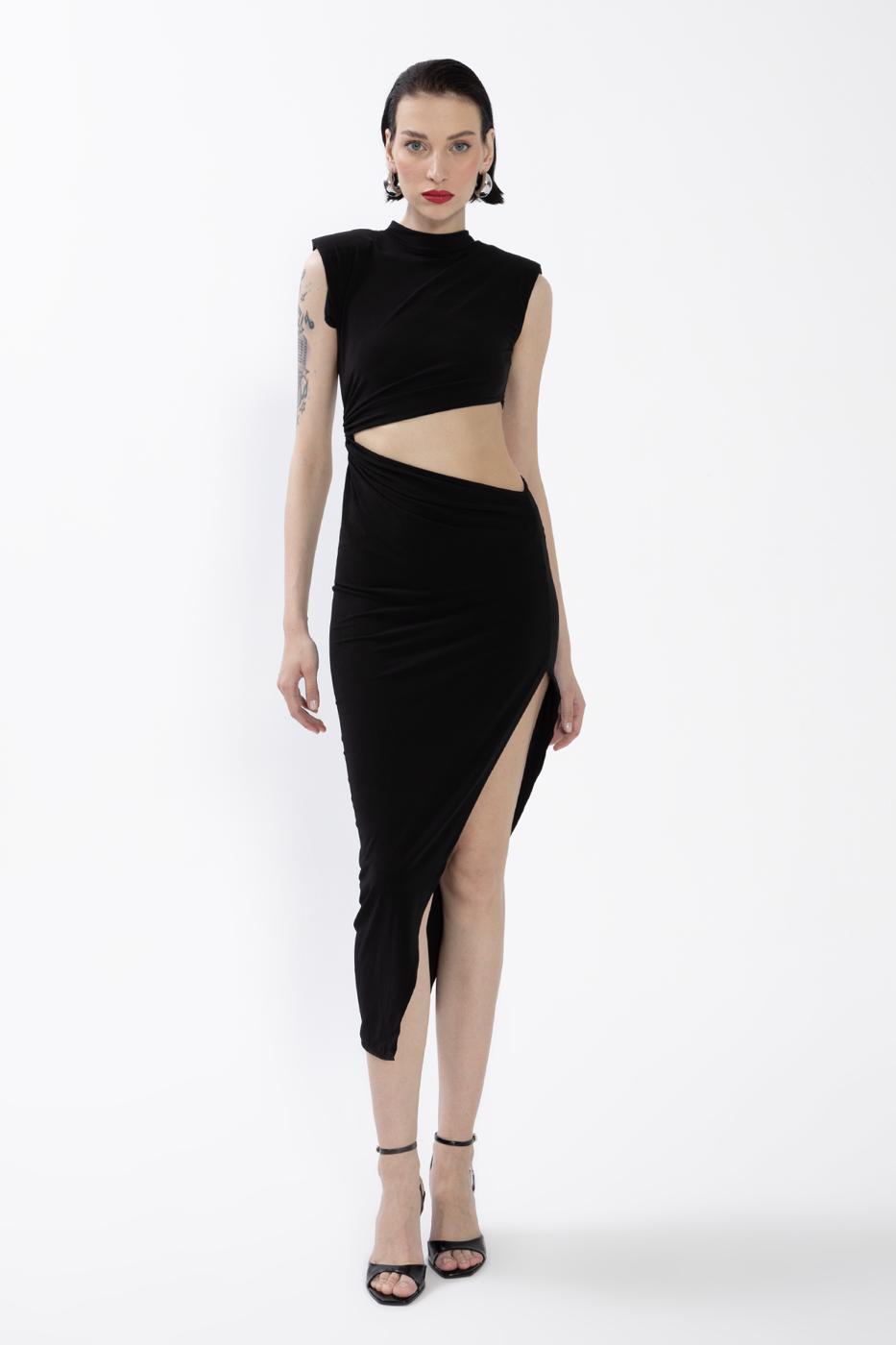 BSL Women Deep Slit Waist Low-Rise Midi Dress - Thunder Bay