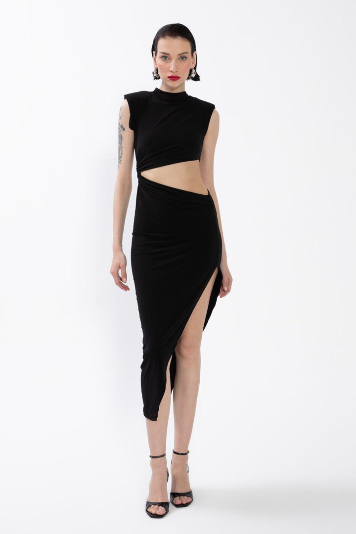 BSL Women Deep Slit Waist Low-Rise Midi Dress - Thunder Bay