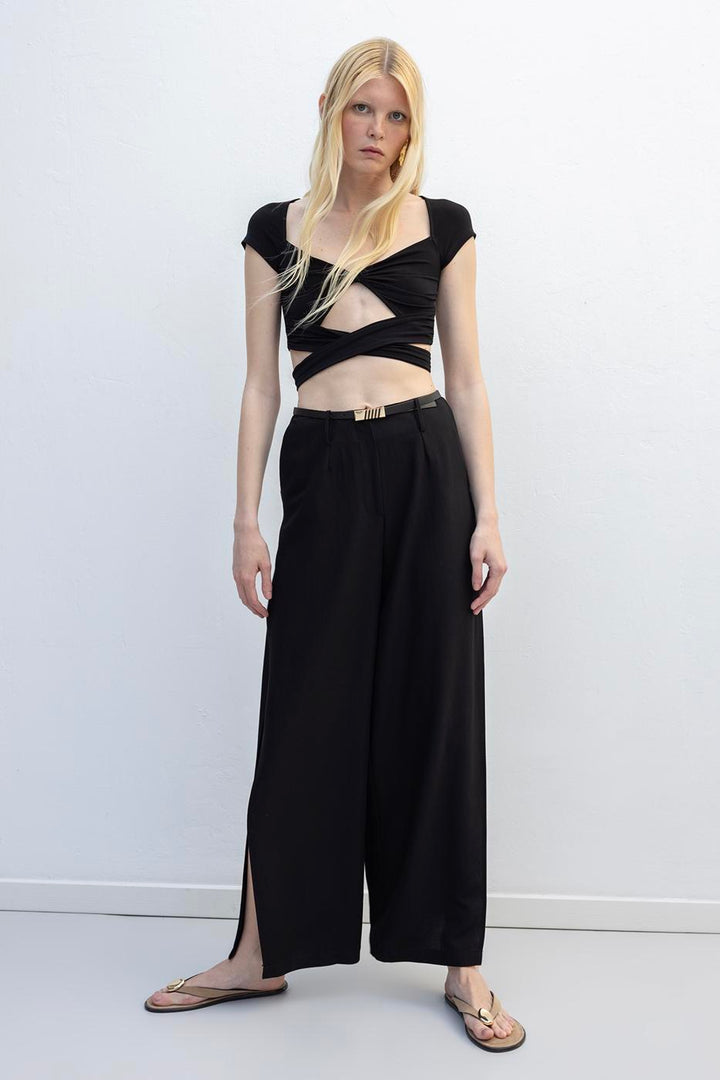 BSL Women Deep Slit Wide Trousers - Calumet City