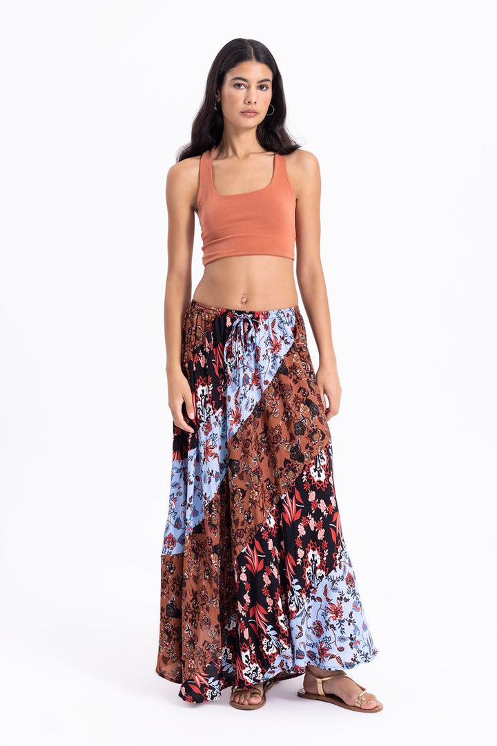 BSL Women Printed Shirred Maxi Skirt - Villa Victoria