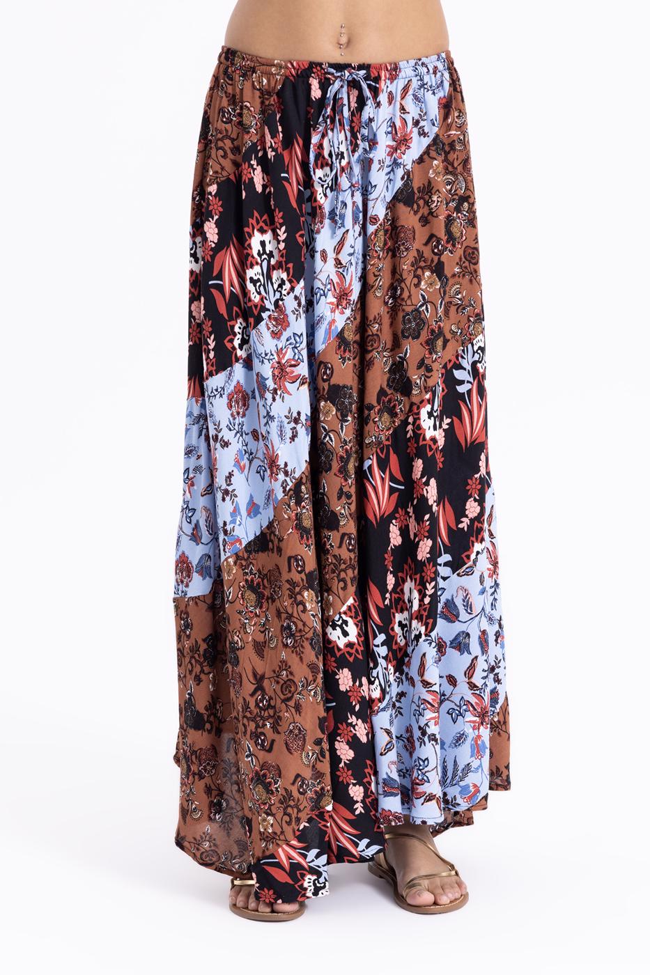 BSL Women Printed Shirred Maxi Skirt - Villa Victoria