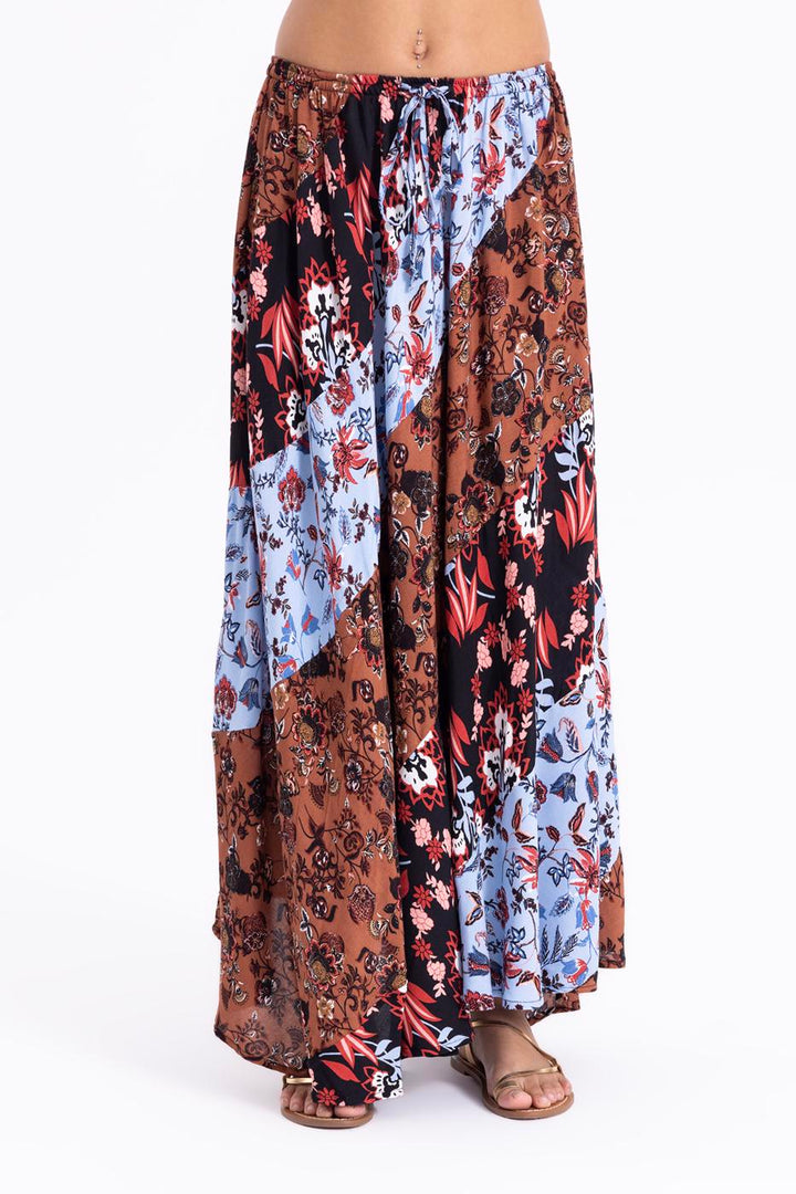 BSL Women Printed Shirred Maxi Skirt - Villa Victoria
