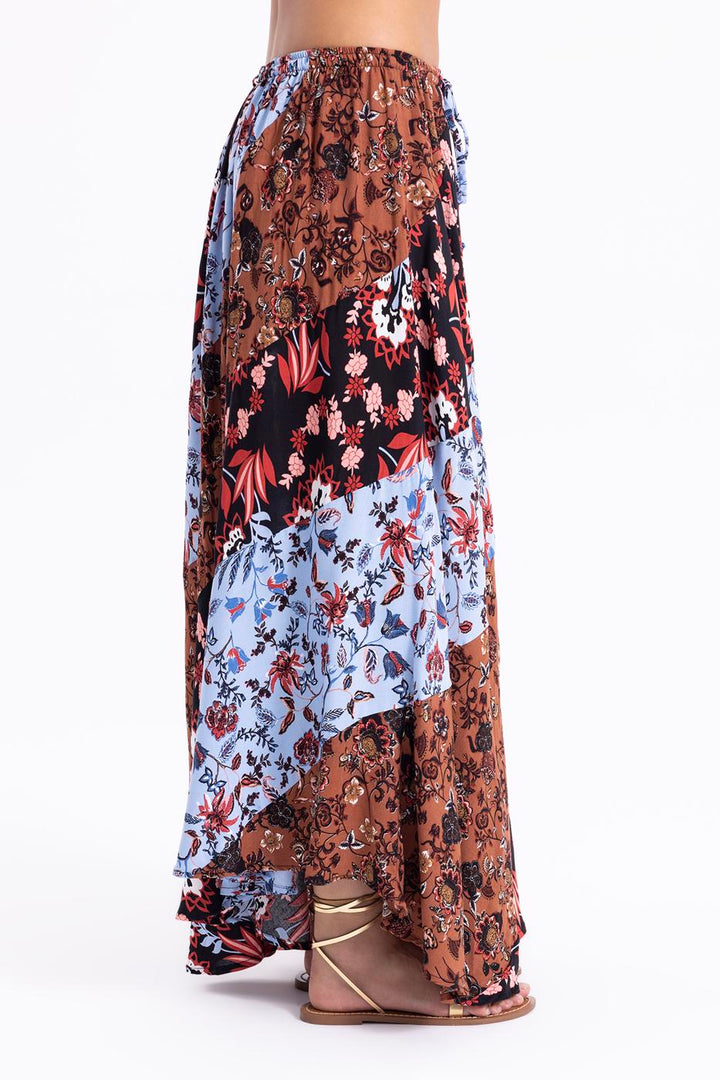 BSL Women Printed Shirred Maxi Skirt - Villa Victoria