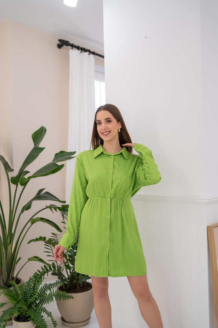 ELS Patterned Jacquard Dress - Green - Atlanta