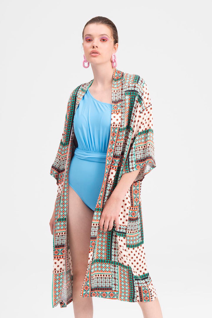 BSL Women Patterned Midi Kimono - Jackson