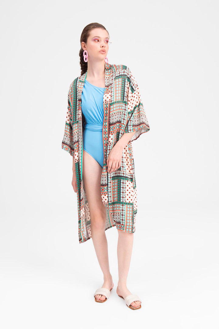BSL Women Patterned Midi Kimono - Jackson