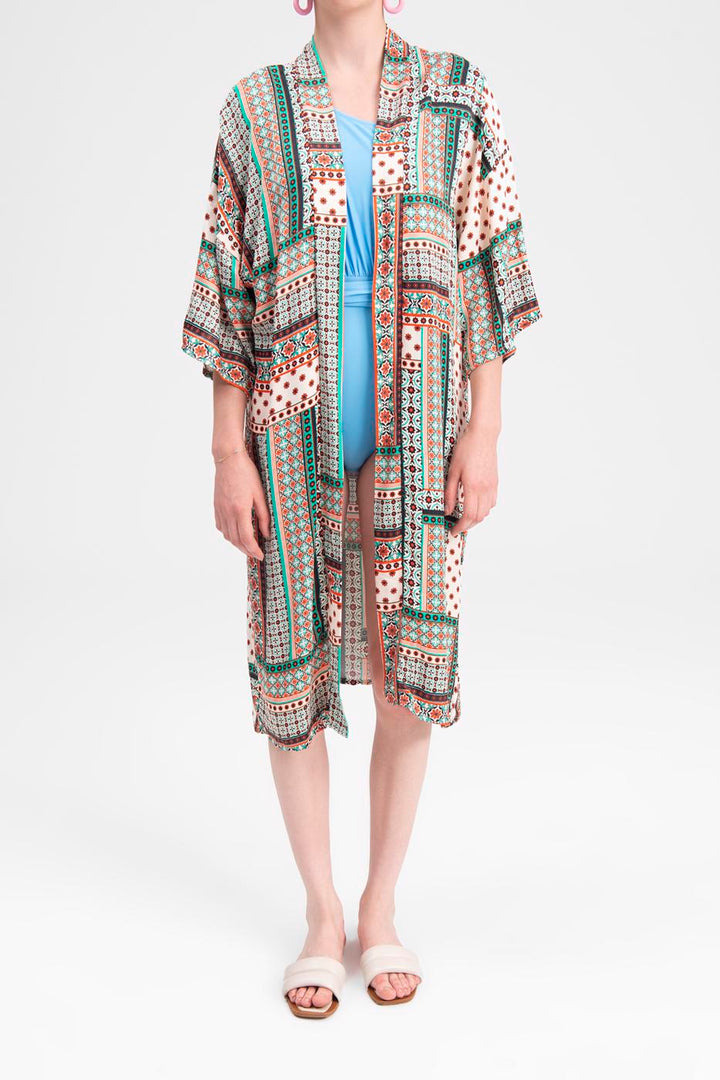 BSL Women Patterned Midi Kimono - Jackson