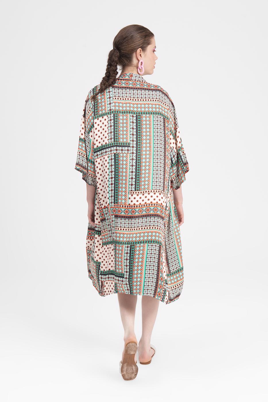 BSL Women Patterned Midi Kimono - Jackson