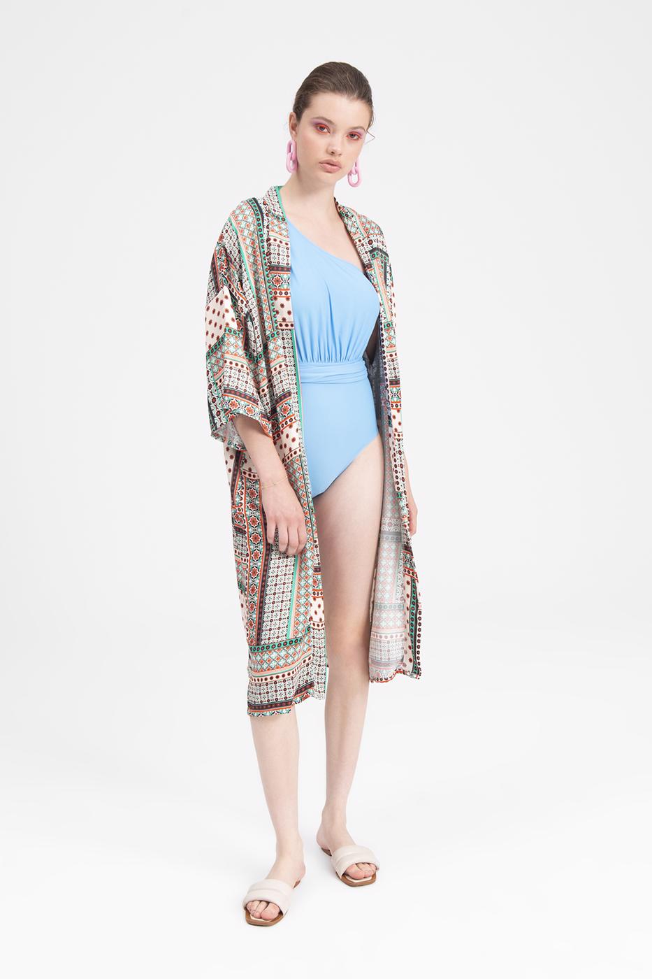 BSL Women Patterned Midi Kimono - Jackson