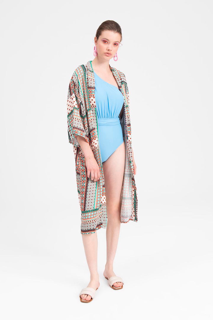 BSL Women Patterned Midi Kimono - Jackson