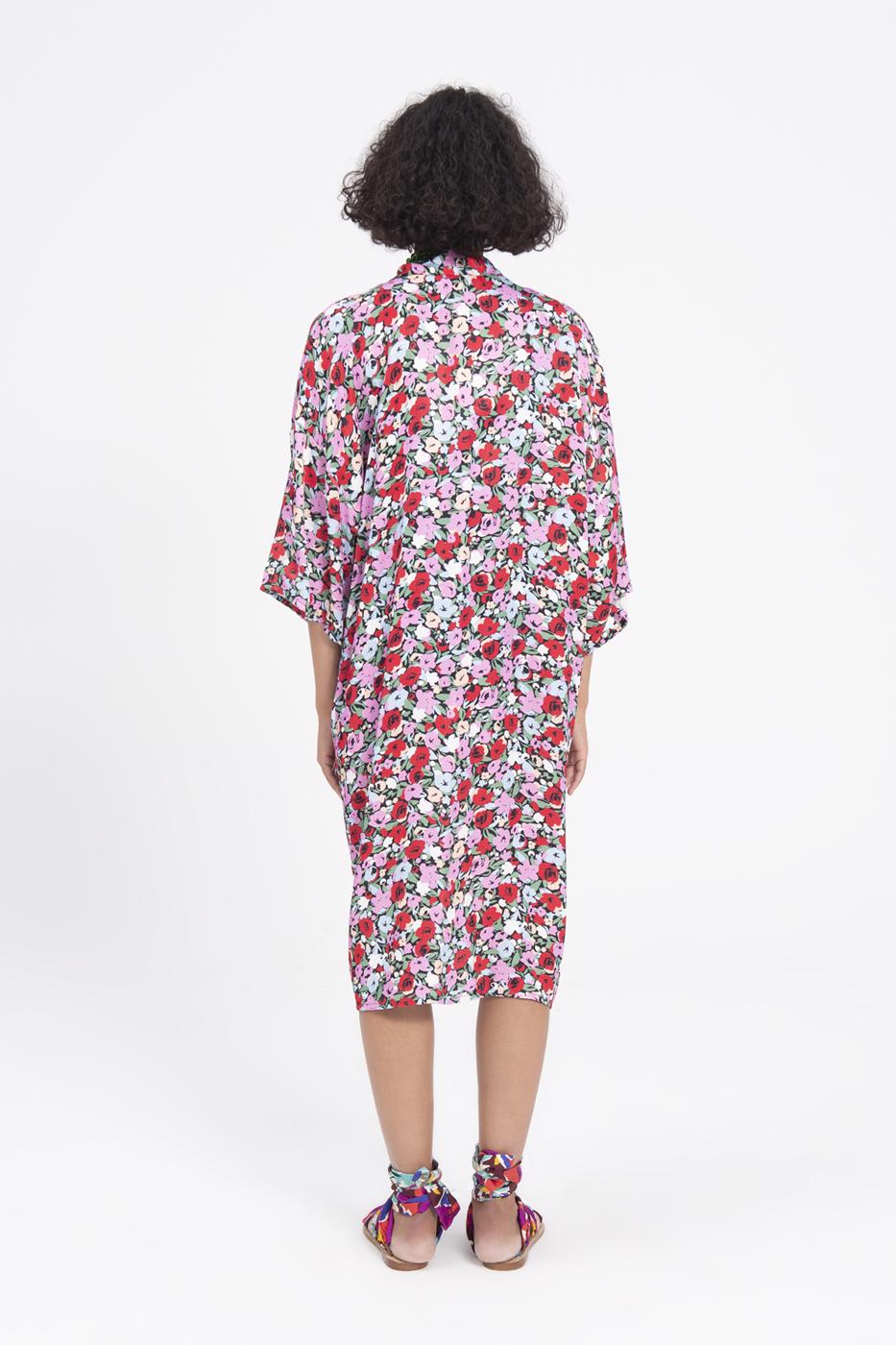 BSL Women Patterned Midi Kimono - Cypress