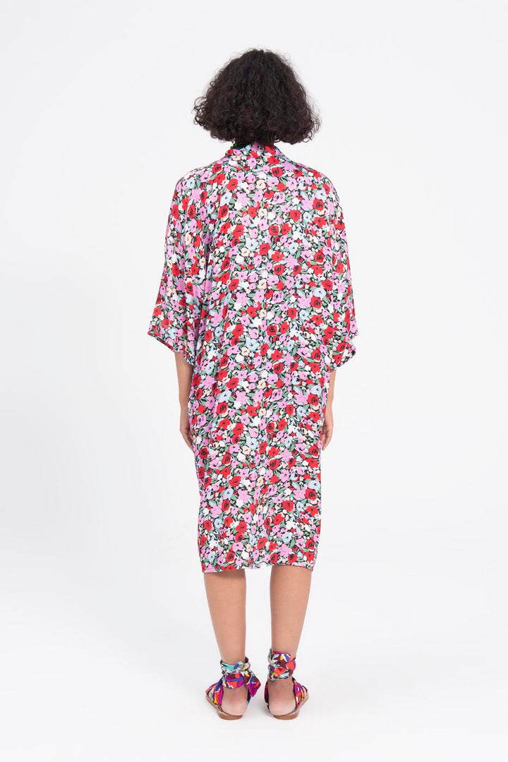 BSL Women Patterned Midi Kimono - Cypress