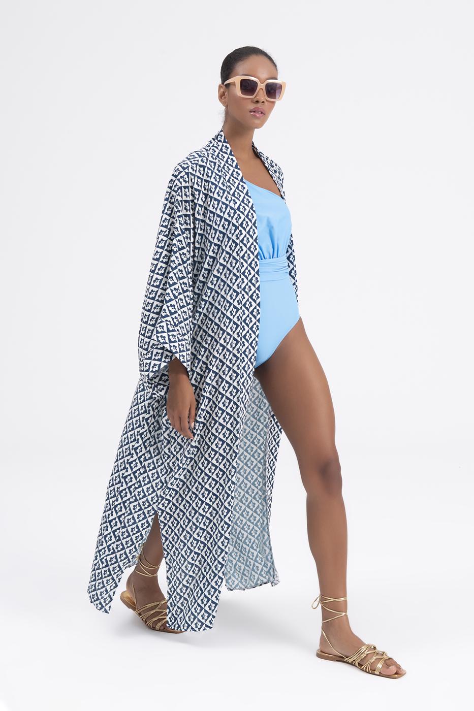 BSL Women Patterned Maxi Kimono - Aberdeen