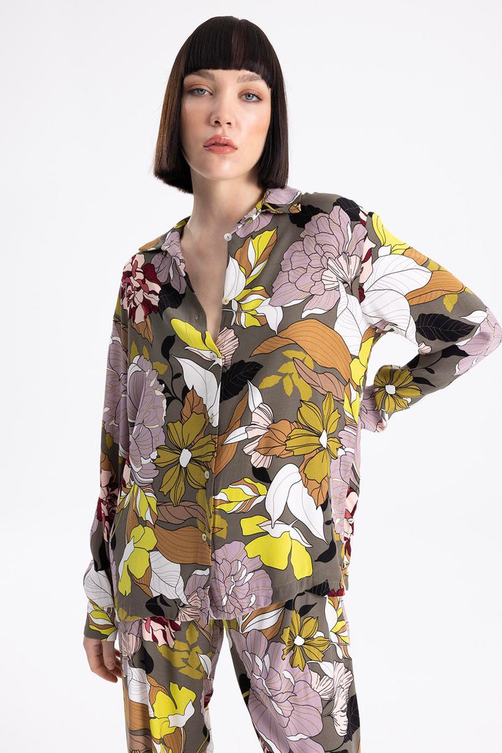 BSL Women Printed Satin Shirt - Gap