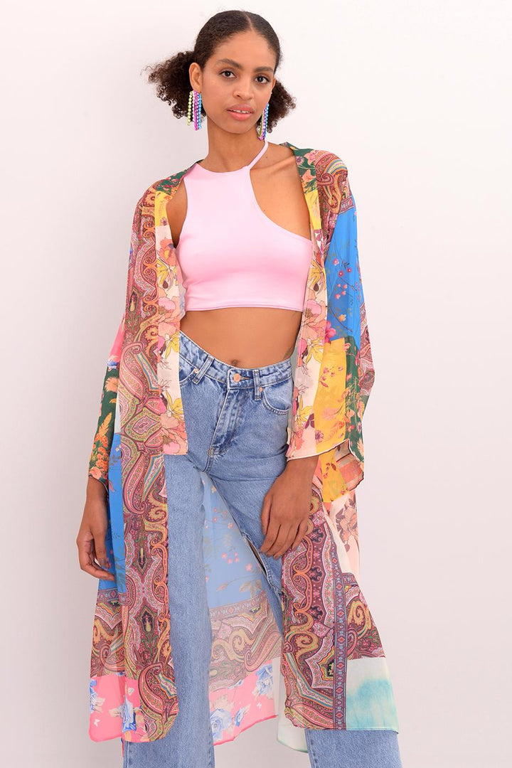 BSL Women Printed Sheer Kimono - Lake Oswego