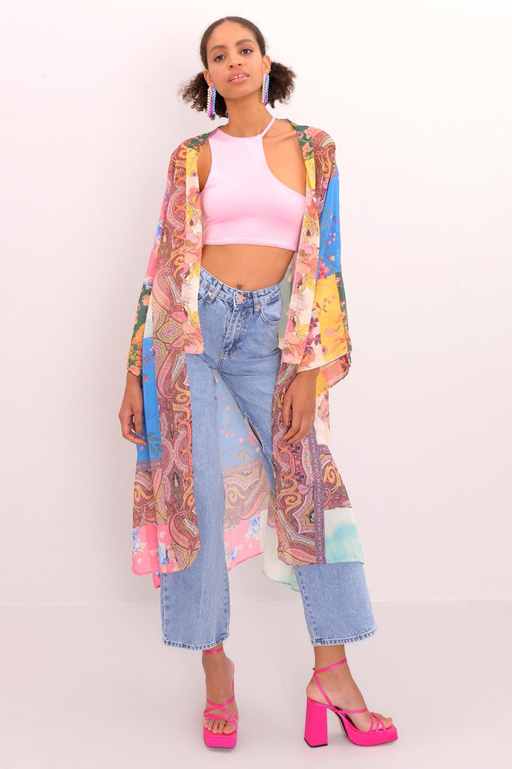 BSL Women Printed Sheer Kimono - Lake Oswego