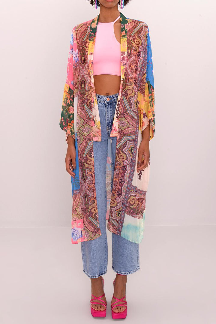 BSL Women Printed Sheer Kimono - Lake Oswego