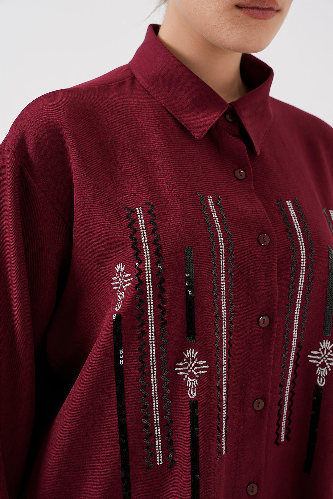 BGD Women Patterned Tunic Pants Set 6720 - Burgundy - Khartsyzk