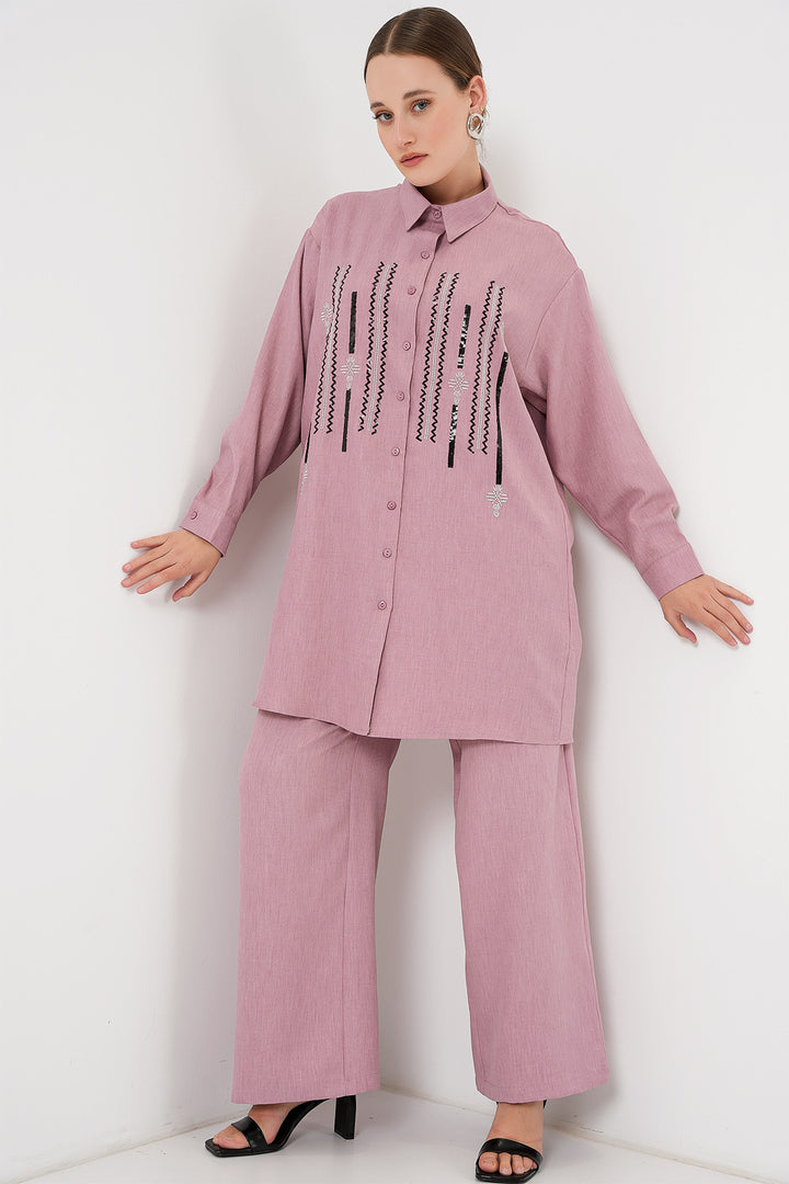 BGD Women Patterned Tunic Pants Set 6720 - Rose Pink - New York