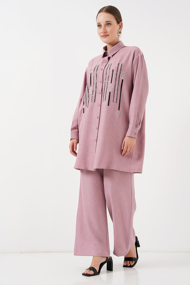 BGD Women Patterned Tunic Pants Set 6720 - Rose Pink - New York