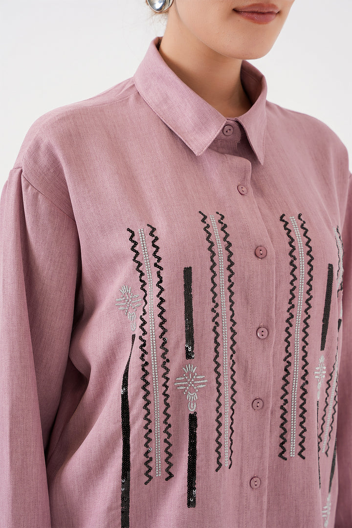BGD Women Patterned Tunic Pants Set 6720 - Rose Pink - New York