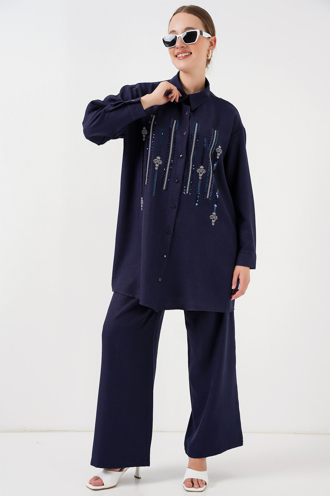 BGD Women Desenli Tunik Pantolon İkili Takım 6720 - Lacivert - Hennef