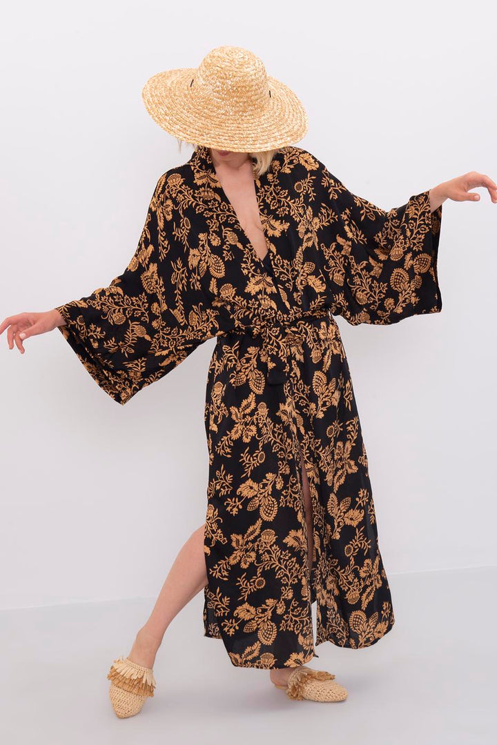 BSL Women Printed Maxi Kimono - Sabadell