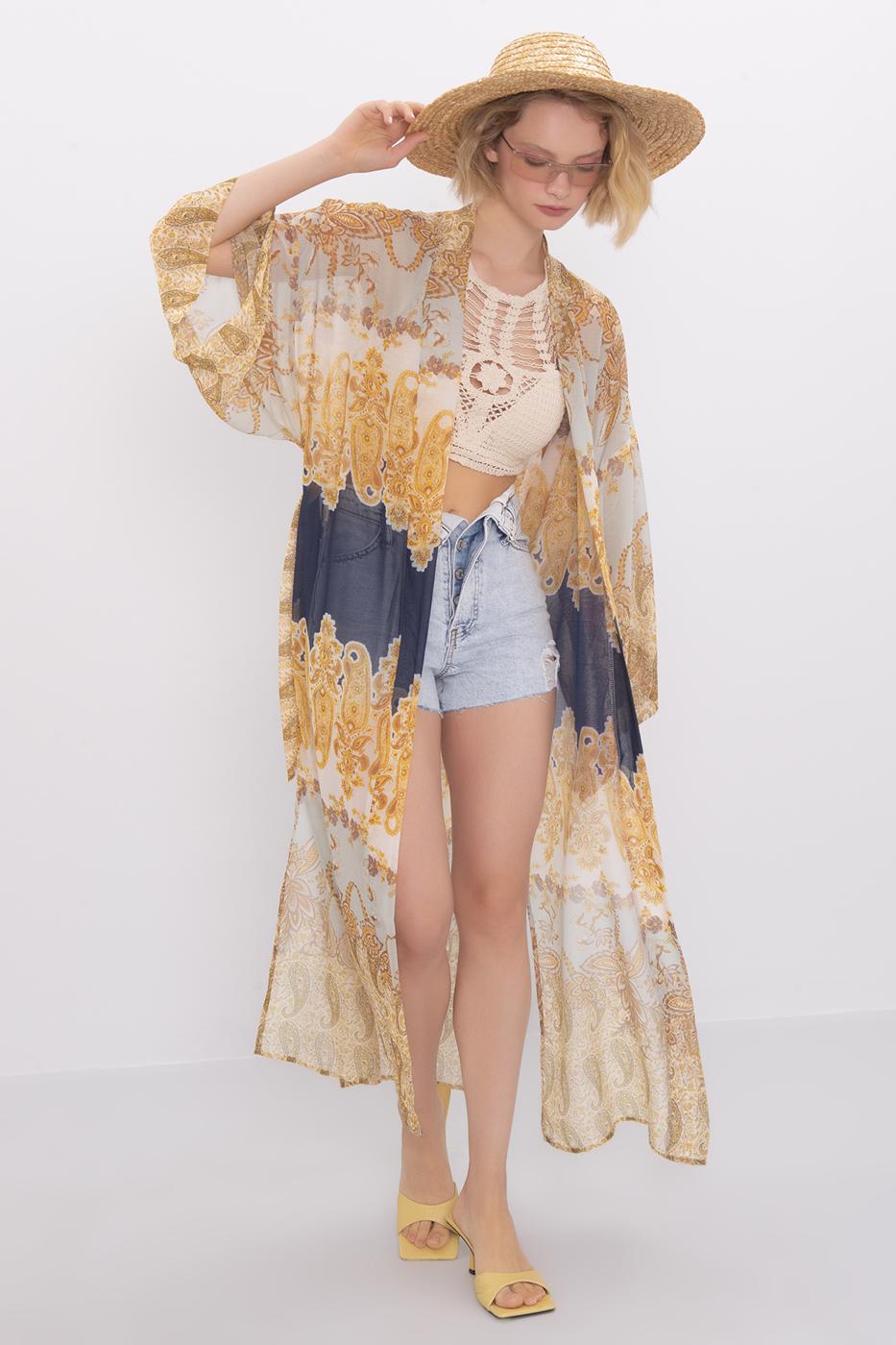 BSL Women Patterned maxi kimono - Covina