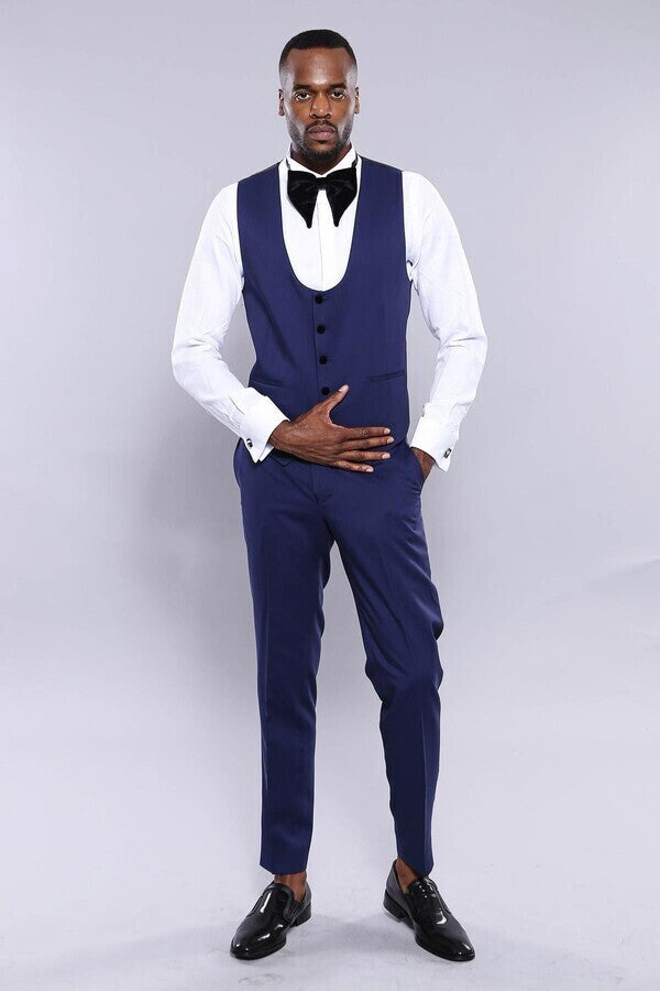 WSS Detachable Lapel Blue Men Tuxedo   - Woodbridge