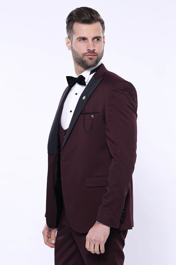 WSS Detachable Lapel Burgundy Suit  - Prescott