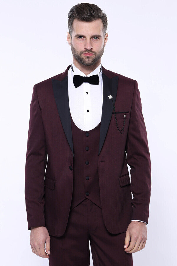 WSS Detachable Lapel Burgundy Suit  - Prescott