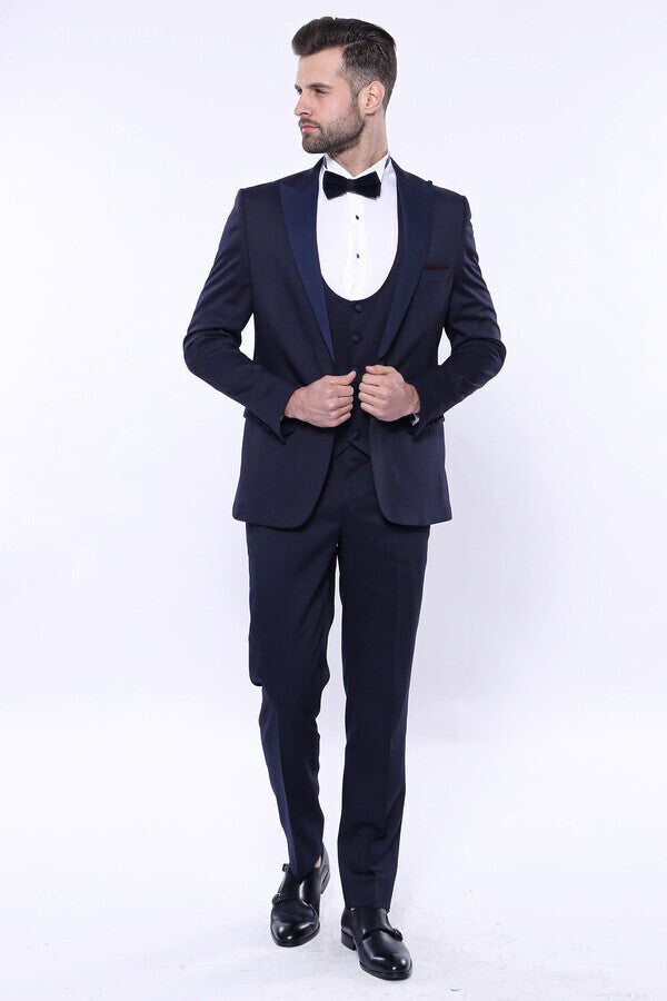 WSS Detachable Lapel Navy Suit  - Piacenza