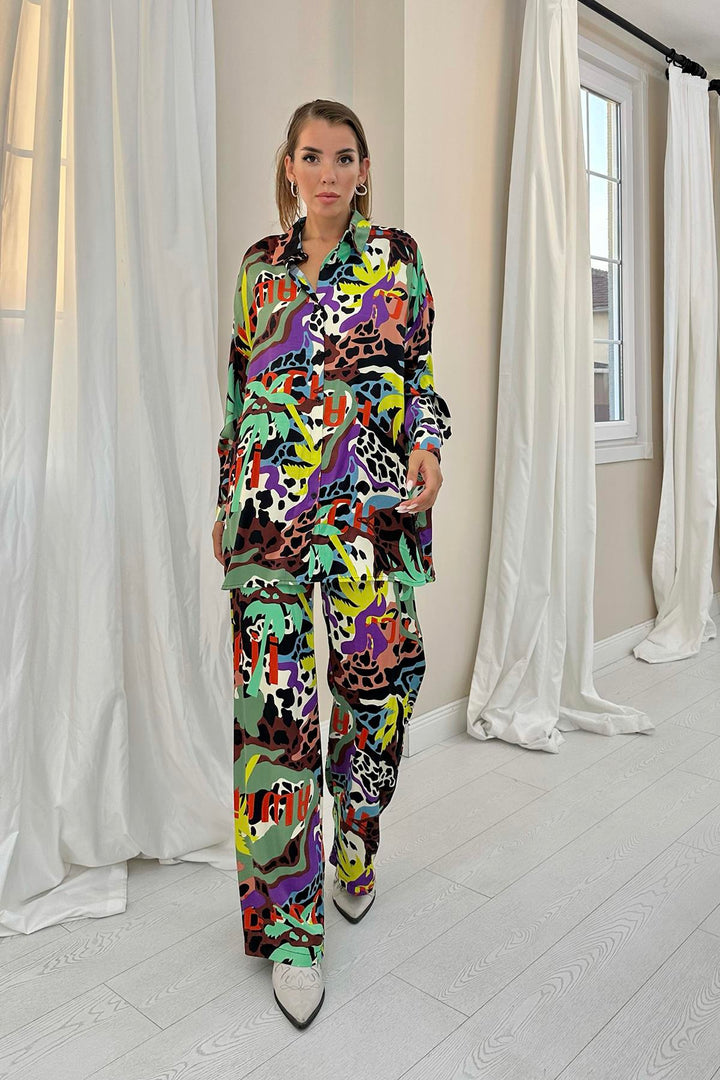 ELS Digital Patterned Shirt and Pants Set - Yellow - Hartford