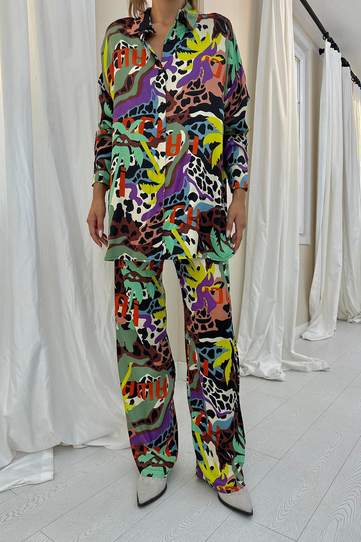 ELS Digital Patterned Shirt and Pants Set - Yellow - Hartford