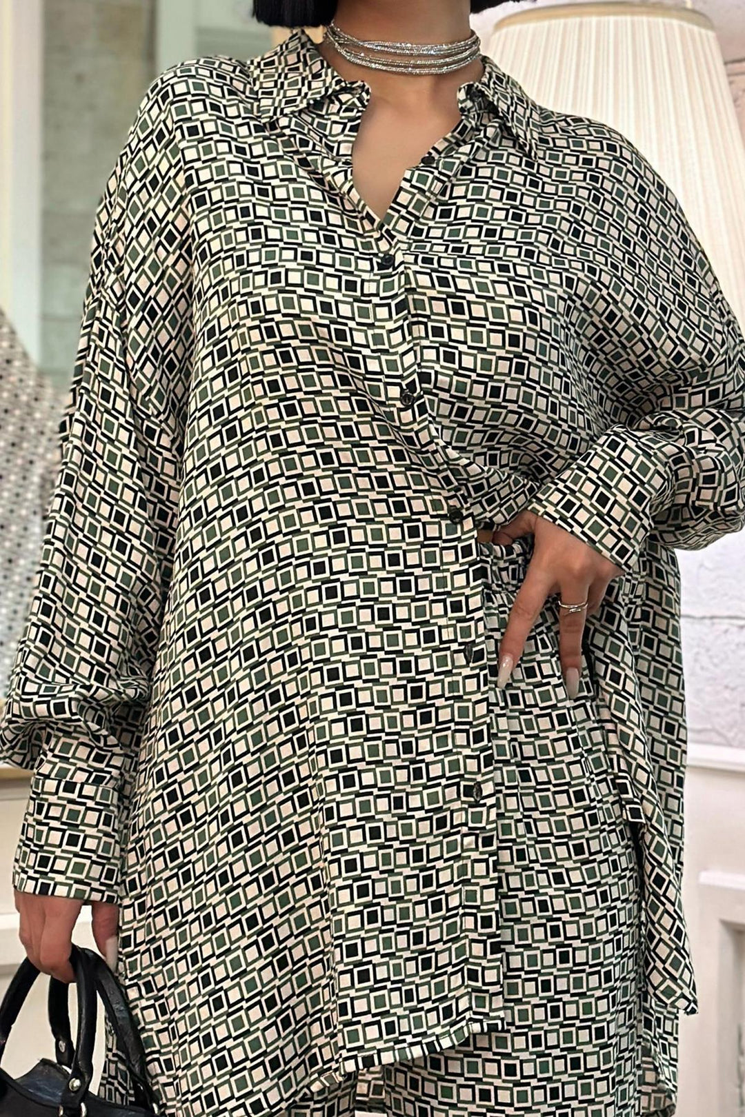 ELS Digital Patterned Shirt and Pants Set - Green - Rahovec