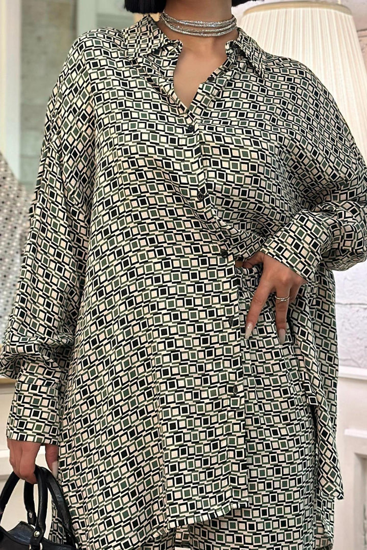 ELS Digital Patterned Shirt and Pants Set - Green - Rahovec