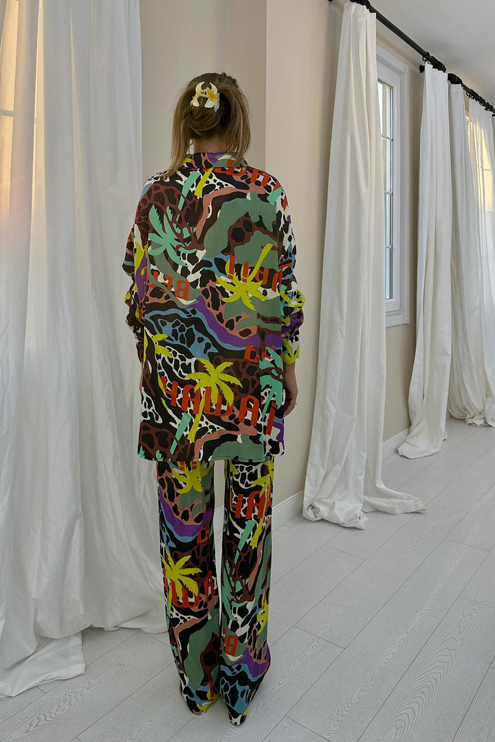 ELS Digital Patterned Shirt and Pants Set - Yellow - Hartford