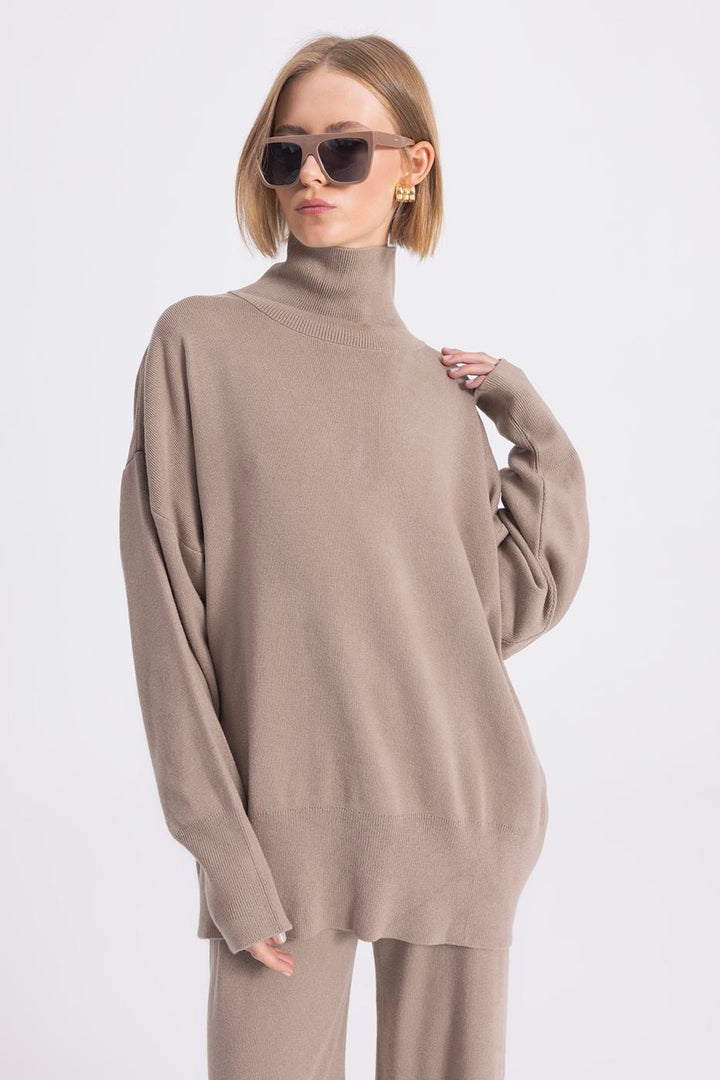 BSL Women Stand-up Herringbone Knitwear Sweater - Oregon City