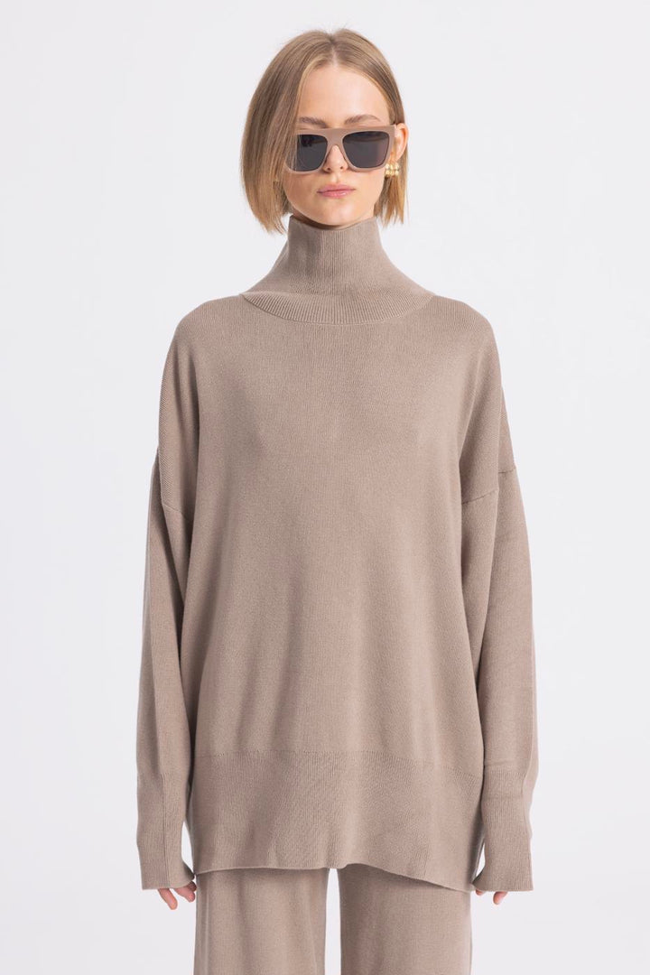 BSL Women Stand-up Herringbone Knitwear Sweater - Oregon City