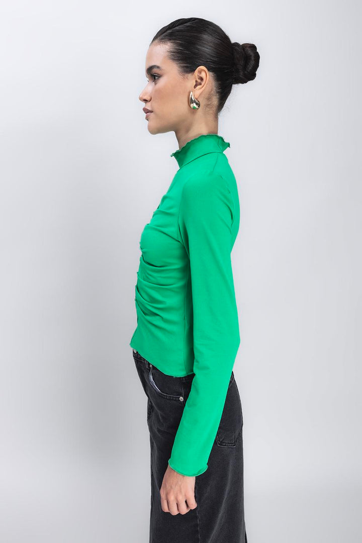 BSL Women High Neck Drape Detailed Top - Ansbach