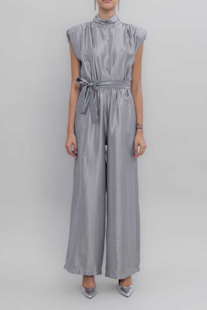 BSL Women High Collar Low Sleeve Jumpsuit - Venray