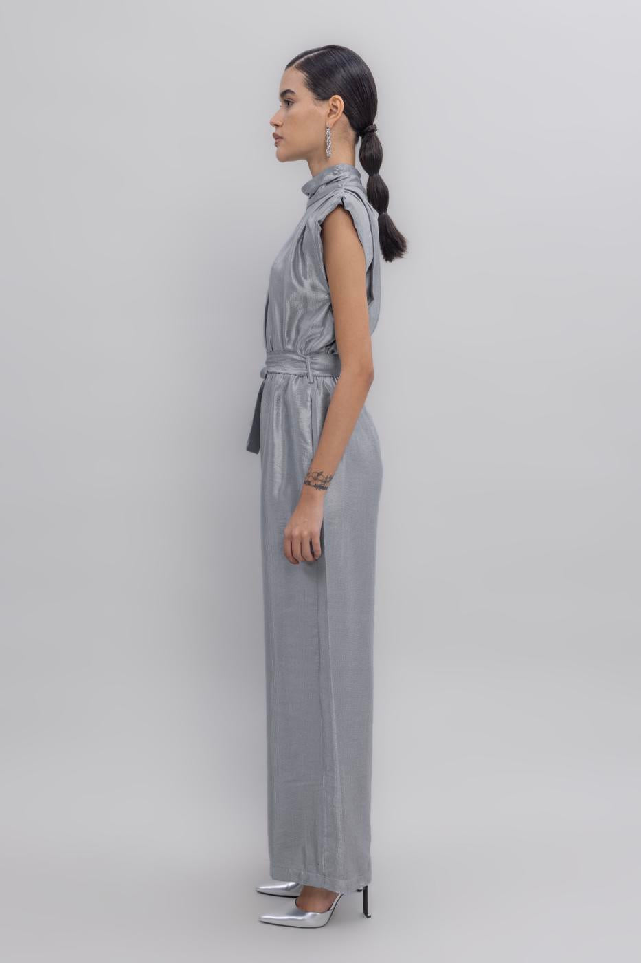 BSL Women High Collar Low Sleeve Jumpsuit - Venray