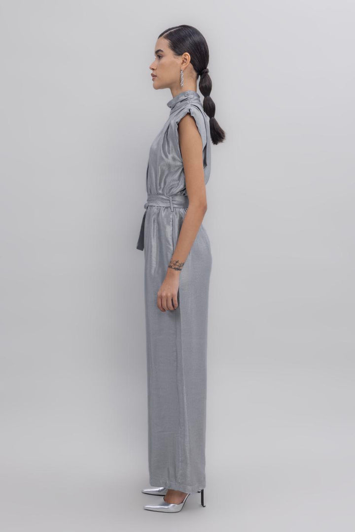BSL Women High Collar Low Sleeve Jumpsuit - Venray