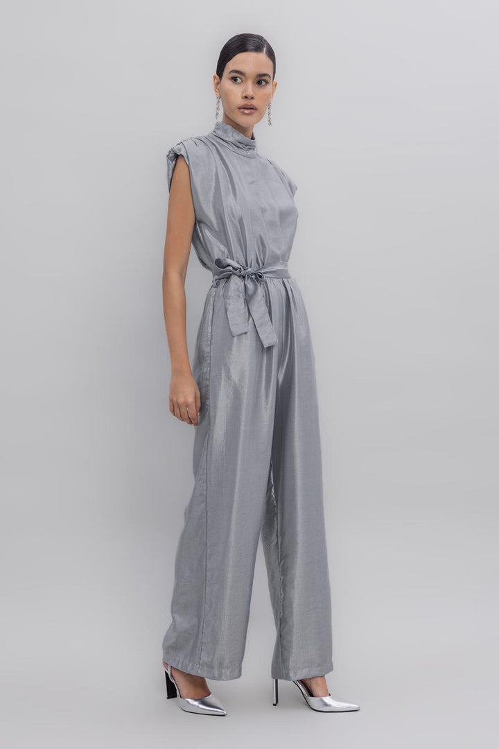 BSL Women High Collar Low Sleeve Jumpsuit - Venray