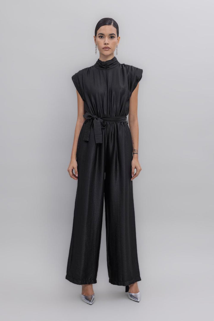 BSL Women High Collar Low Sleeve Jumpsuit - Highland