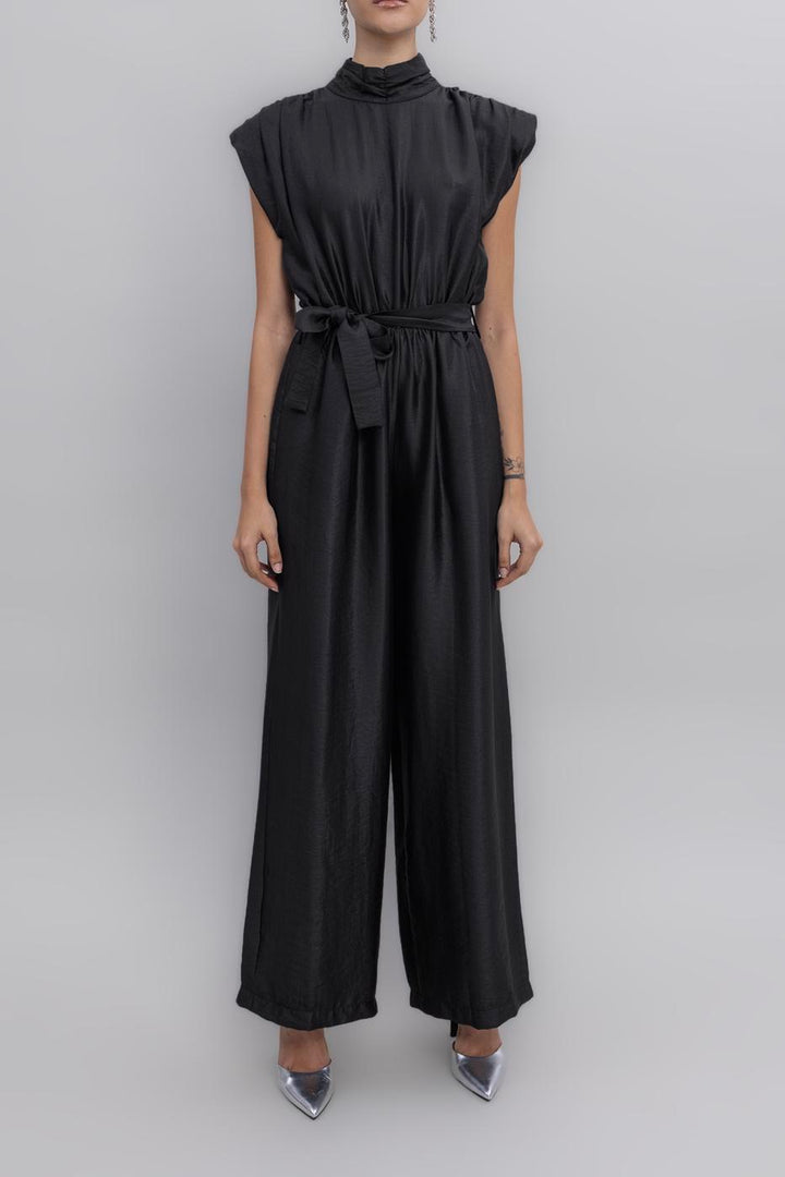 BSL Women High Collar Low Sleeve Jumpsuit - Highland