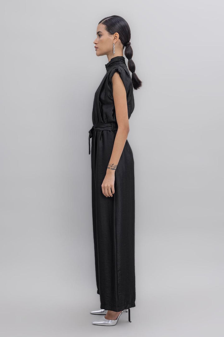 BSL Women High Collar Low Sleeve Jumpsuit - Highland