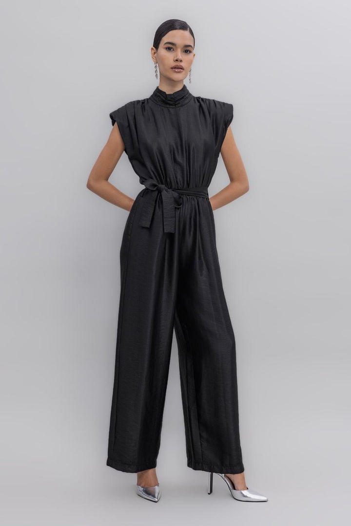 BSL Women High Collar Low Sleeve Jumpsuit - Highland