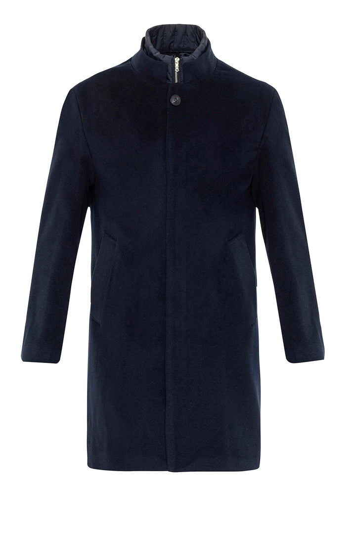 ANT High Collar Men's Coat with Hidden Button Detail - Pueblo